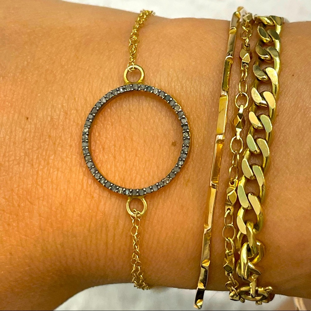 Real champagne pave diamonds bracelet